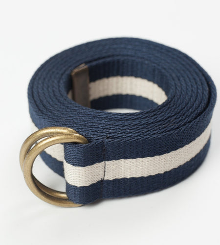 Striped Web Belt in Navy/White